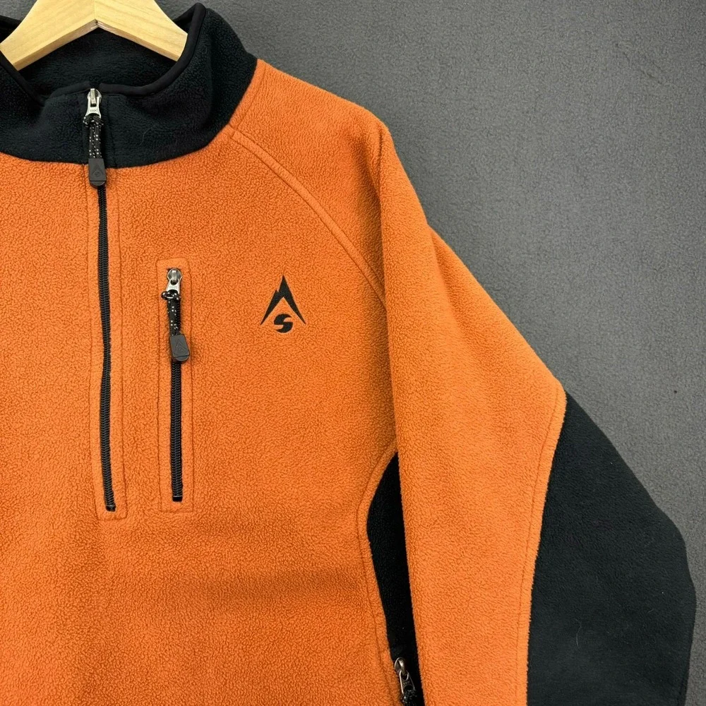 Sherpa Jacket Mens XL Orange & Black Adventure Gear Fleece Long‎ Sleeve Polartec